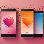 Code Parrainage Application de Rencontre : Comparatif des Meilleurs Programmes Illustration de deux smartphones connectés par un cœur symbolisant un parrainage sur une application de rencontre