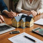 Crédit immobilier : les critères essentiels pour bien choisir son prêt Couple étudiant une offre de crédit immobilier avec calculatrice et ordinateur portable